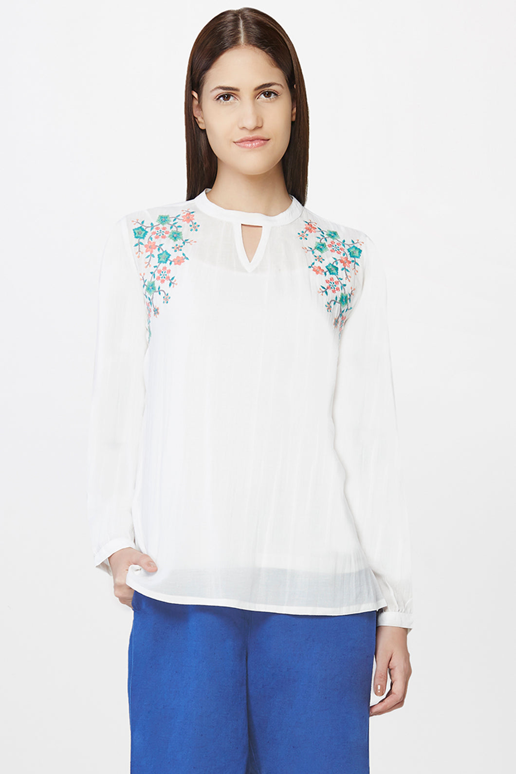 White FormalÃ‚Â Embroidered Top