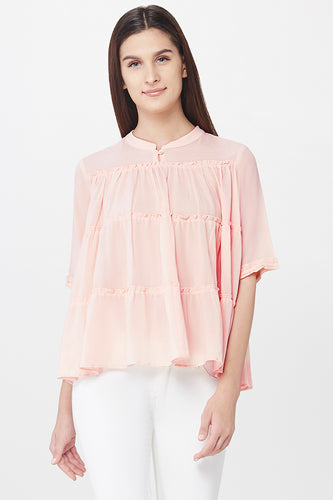 Blush Ruffled A-line Top