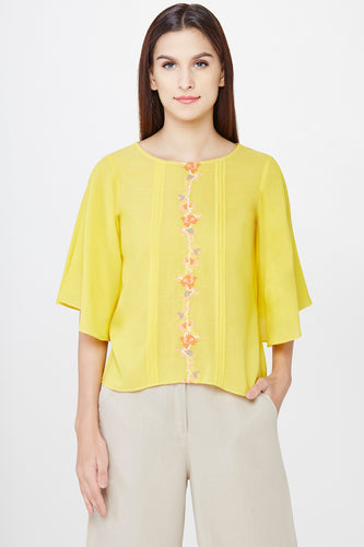 Ochre bell sleeves top