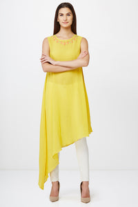 Ochre Asymmetrical Embroidered Tunic