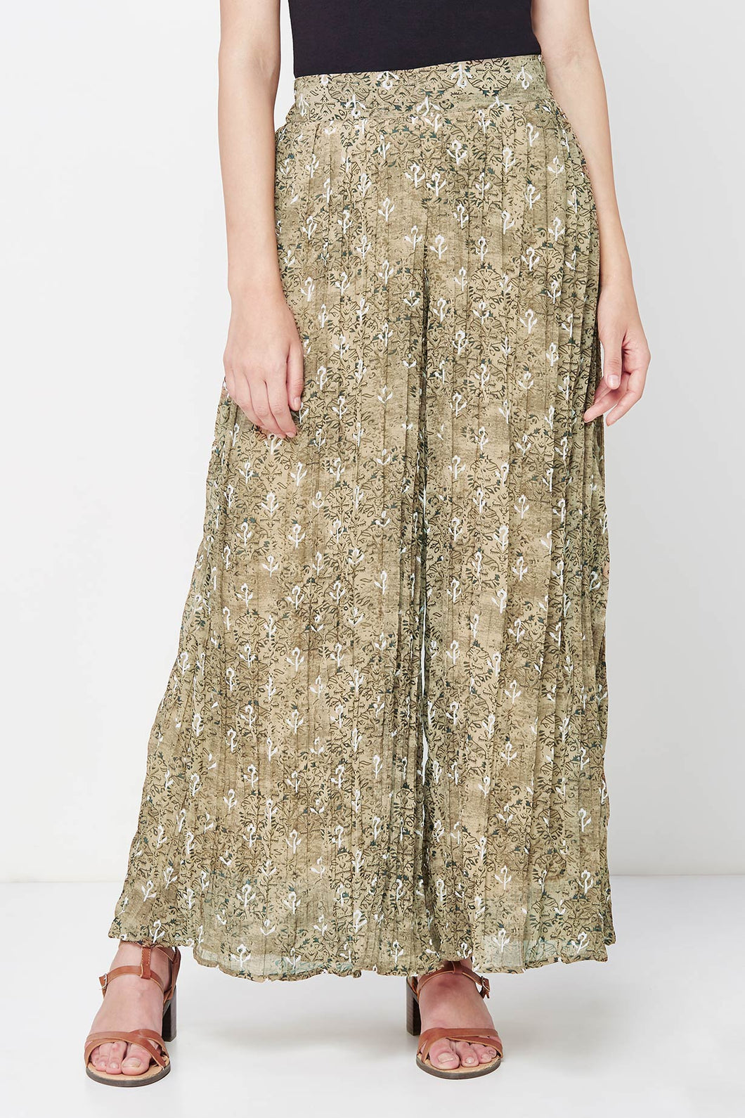 Mocha Floral Printed Palazzos