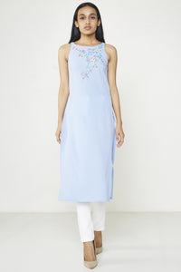 Powder Blue Embroidered Tunic