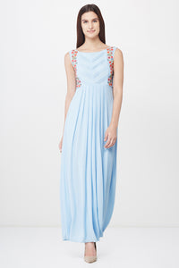 Powder Blue Embroidered Maxi