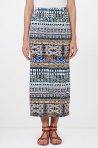 Geometric Print High-slit Skirt