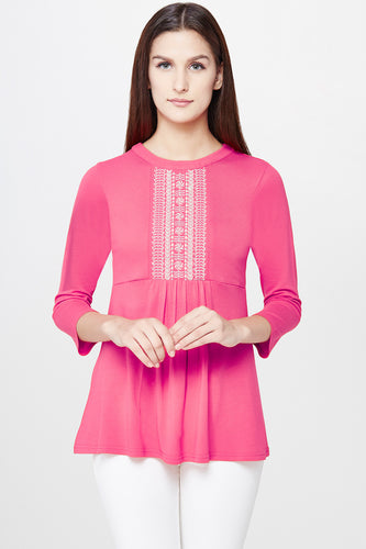 Dark Pink Embroidered Top