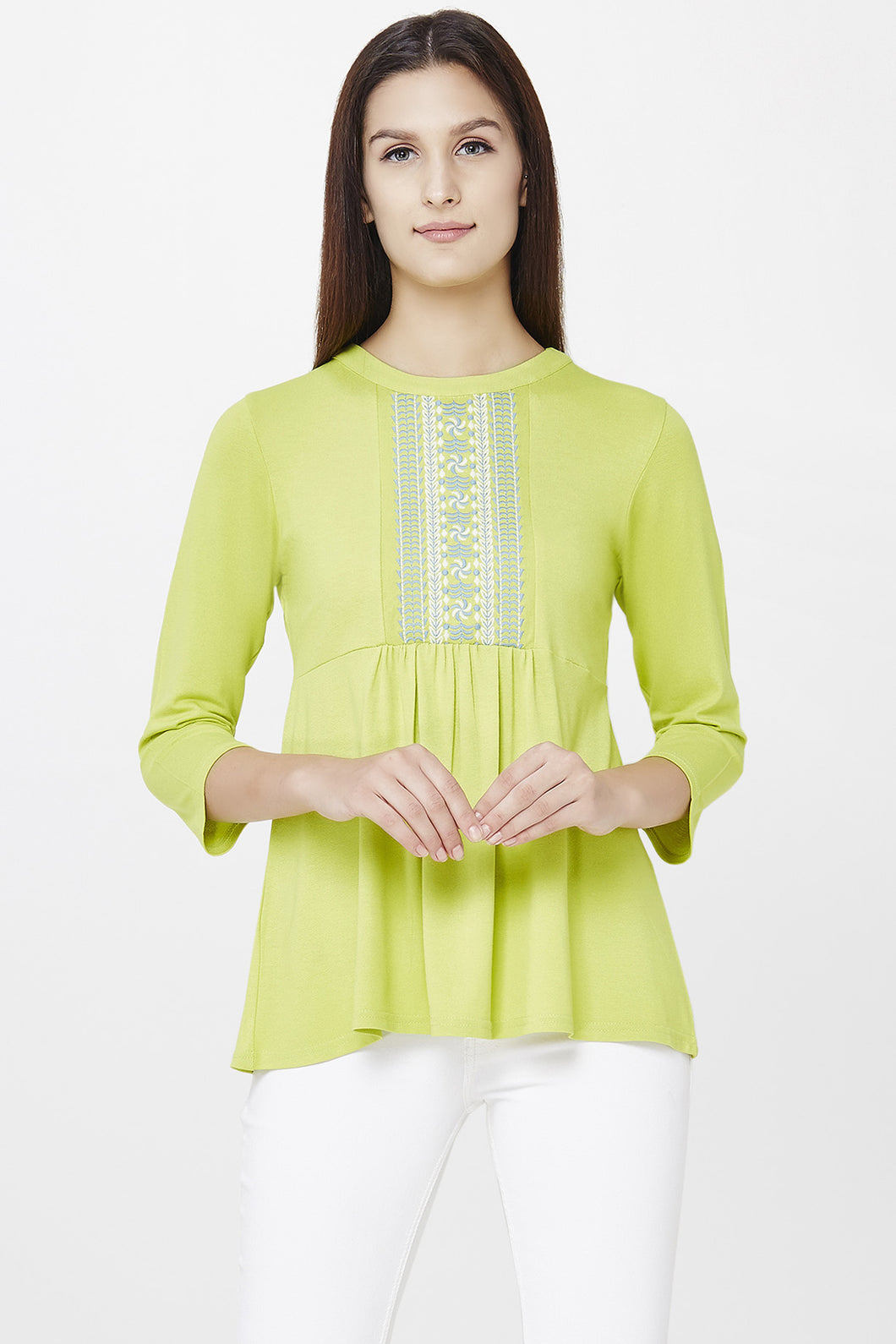 Lime Embroidered Top