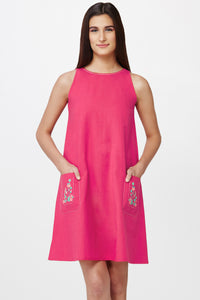 Fuchsia Embroidered Cone Dress