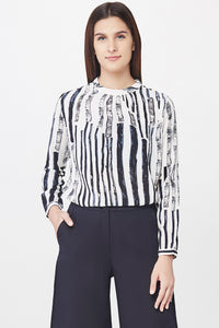 Monochrome Graphic Print Formal Top