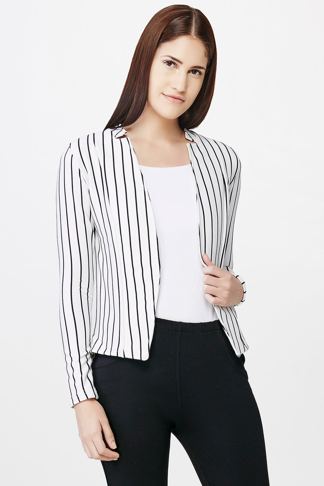 Striped Open Front Jacket