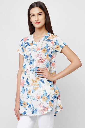 Floral Printed V-neck Top