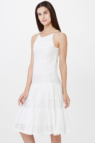 White Lace Panel Dress