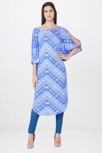 Blue Graphic Print Kaftan Tunic