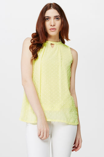 Sleeveless Yellow Keyhole Top