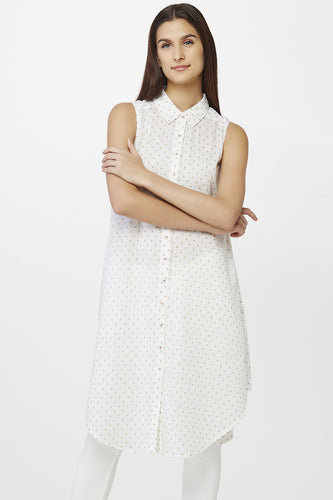 White Polka Dot Shirter Tunic