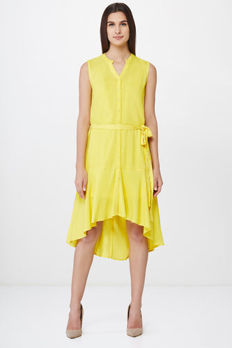 Yellow Ruffle Hem Dress