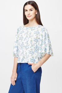 Floral Print Bell Sleeves Top