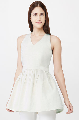 Natural Pleated A-line Top