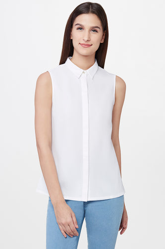 White Sleeveless Shirt