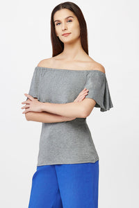 Grey Off-shoulder Top