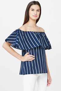 Pinstripe Off-shoulder Top