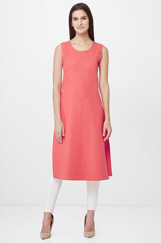 Coral Tunic with Rivet Design