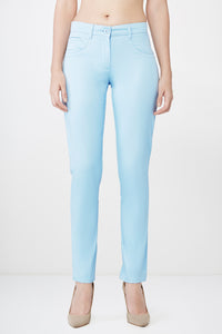 Powder Blue Ankle-Length Trousers