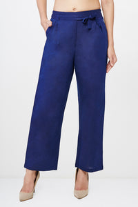 Navy Belted Straight Pants