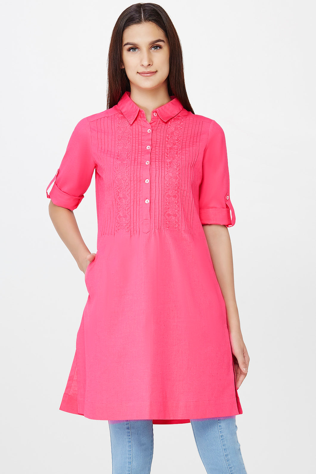 Light Pink Self Embroidered Tunic