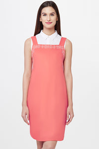 Coral Embroidered Pinafore