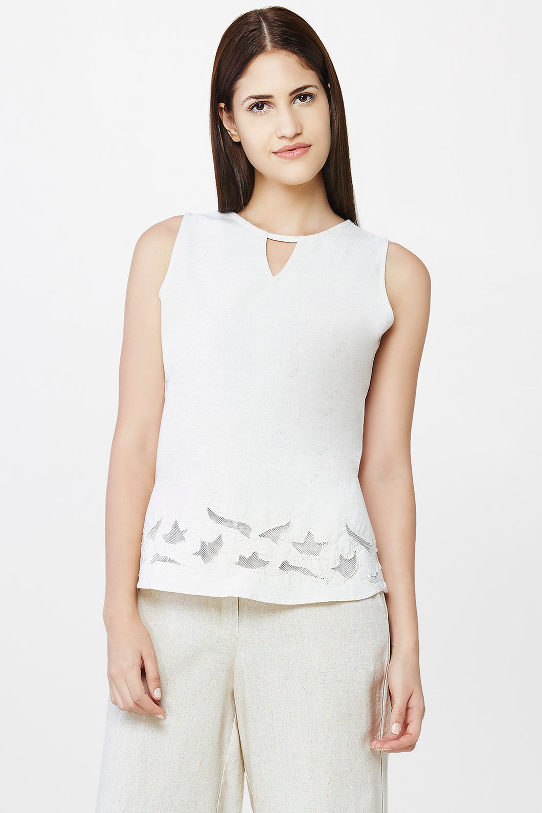 Linen Embroidered Top