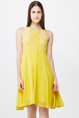 Yellow A-Line Sleeveless Dress