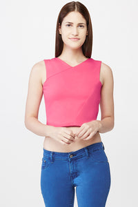 Pink Panelled Crop Top