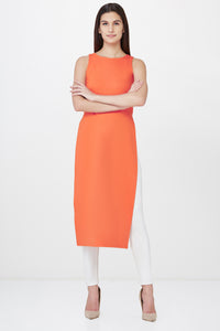 Orange Sleeveless High Slits Tunic