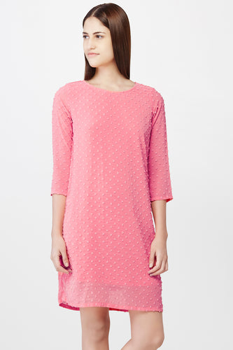 Pink Swiss Dotted Shift Dress
