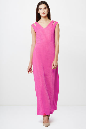 Hot Pink A-line Maxi Dress