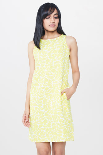 Yellow Printed Shift Dress