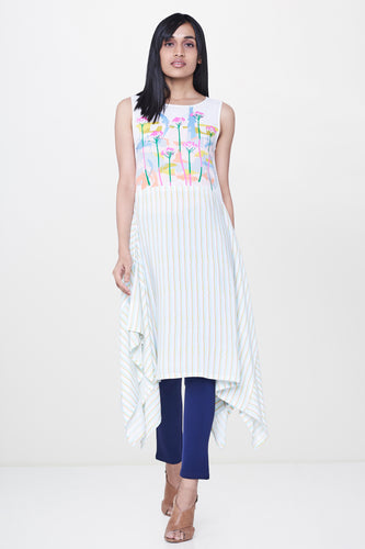 White Printed Asymmetrical Dress