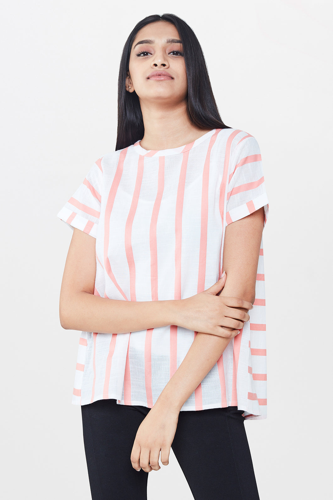 White and Red Stripes Top