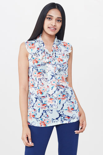 Floral Print Ruffle Top