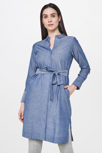 Tinted Blue Tunic with Front Tie-Up Belt