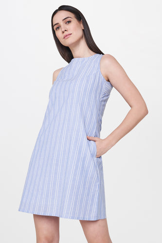 Blue Striped Mini Dress