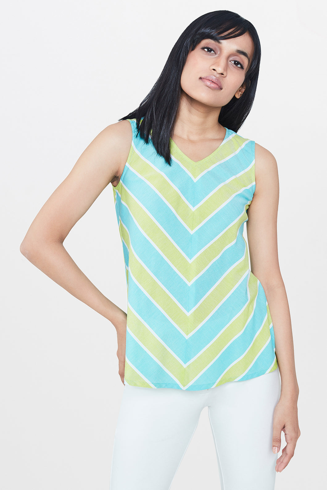 Sea Blue Chevron Top