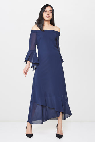 Navy Off Shoulder Maxi Dress