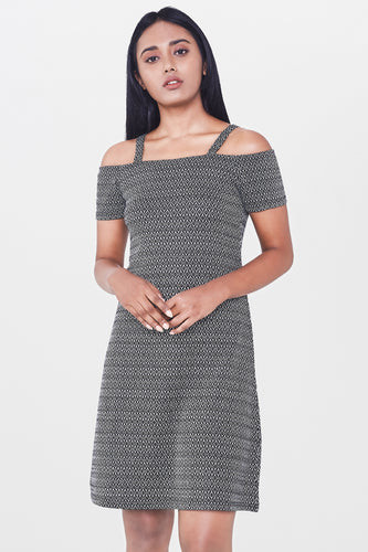 Dark Grey Cold Shoulder Dress