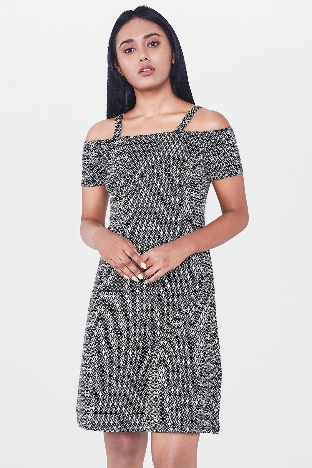 Dark Grey Cold Shoulder Dress
