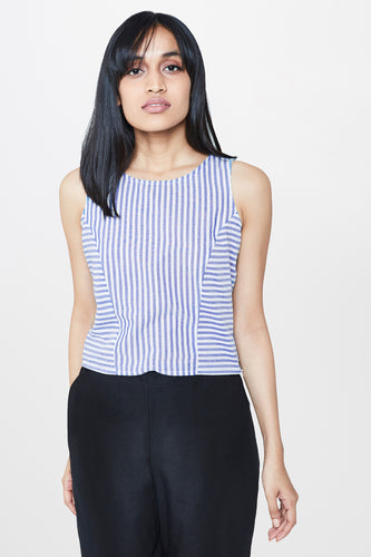 Blue Stripped Crop Top