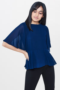 Navy Blue Peplum Top