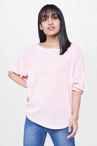 Pink Batwing Sleeves Top