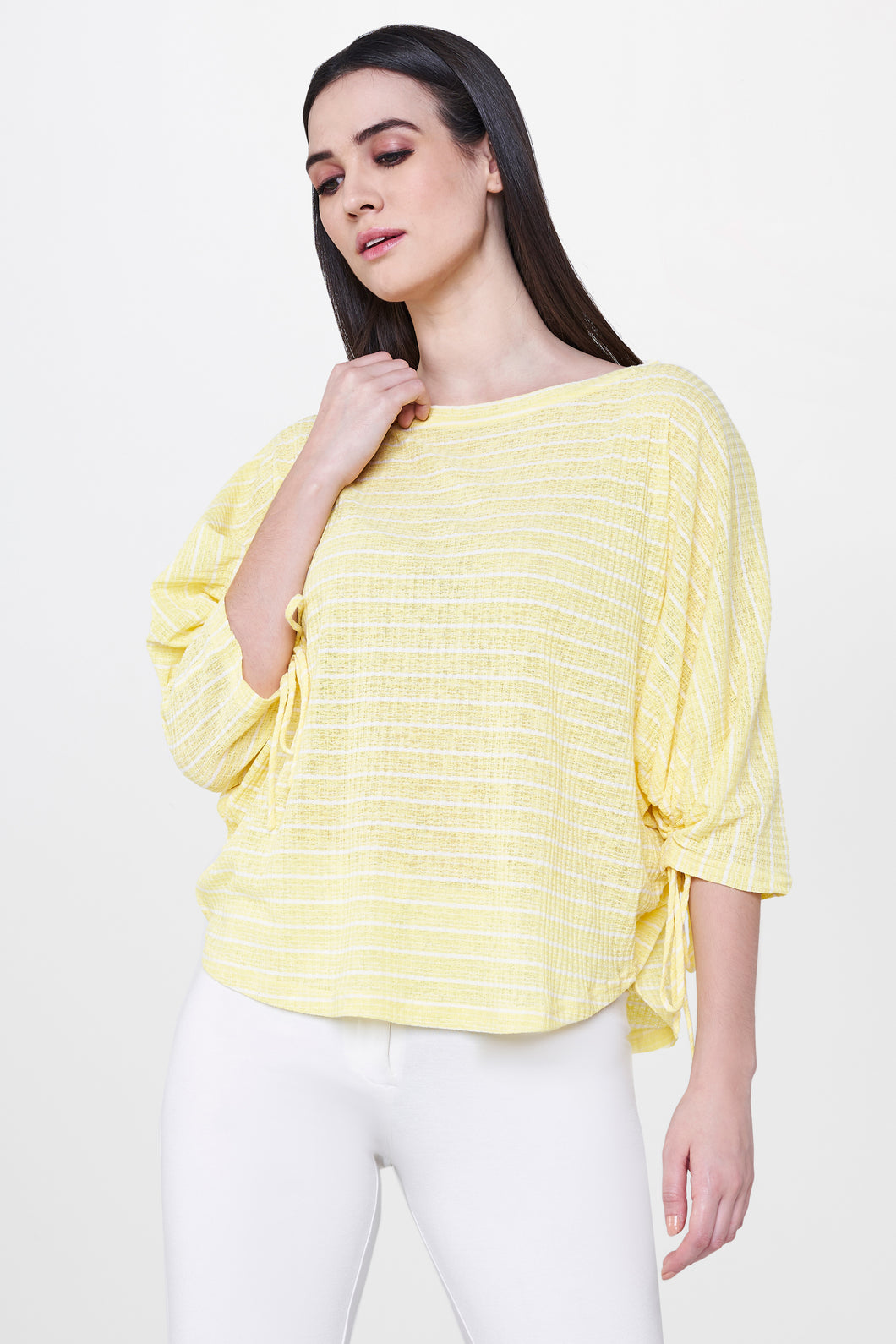 Yellow Batwing Sleeves Top