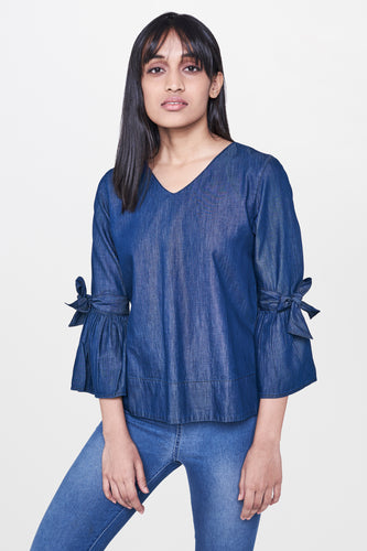 Denim Top with Tie-Up Details